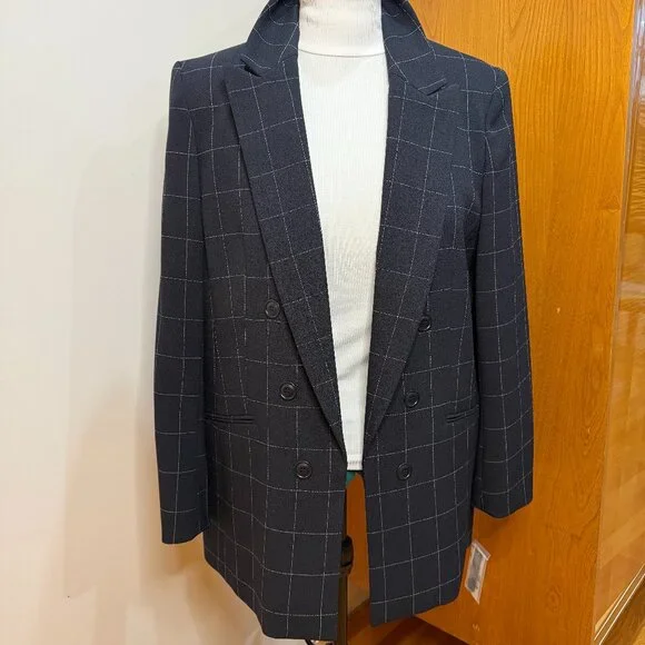 NWT Black Windowpane Blazer Bar lll open-front WM XL, 16 officecore capsule - Picture 11 of 14